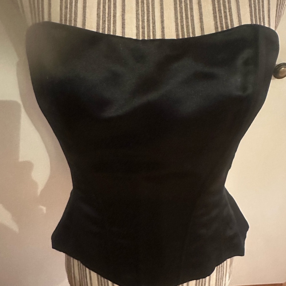 Black Satin Strapless Camisole Top